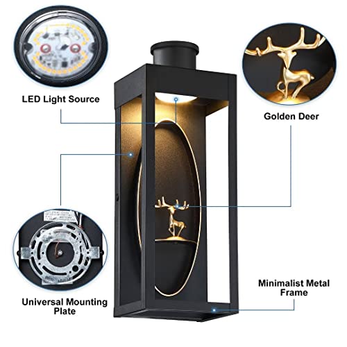 Lonedruid Outdoor Led Wall Light Fixture Modern Black Exterior Wall Lantern Waterproof Porch Light Anti-Rust Outside Sconces For House Patio Garage Farmhouse #TOP4