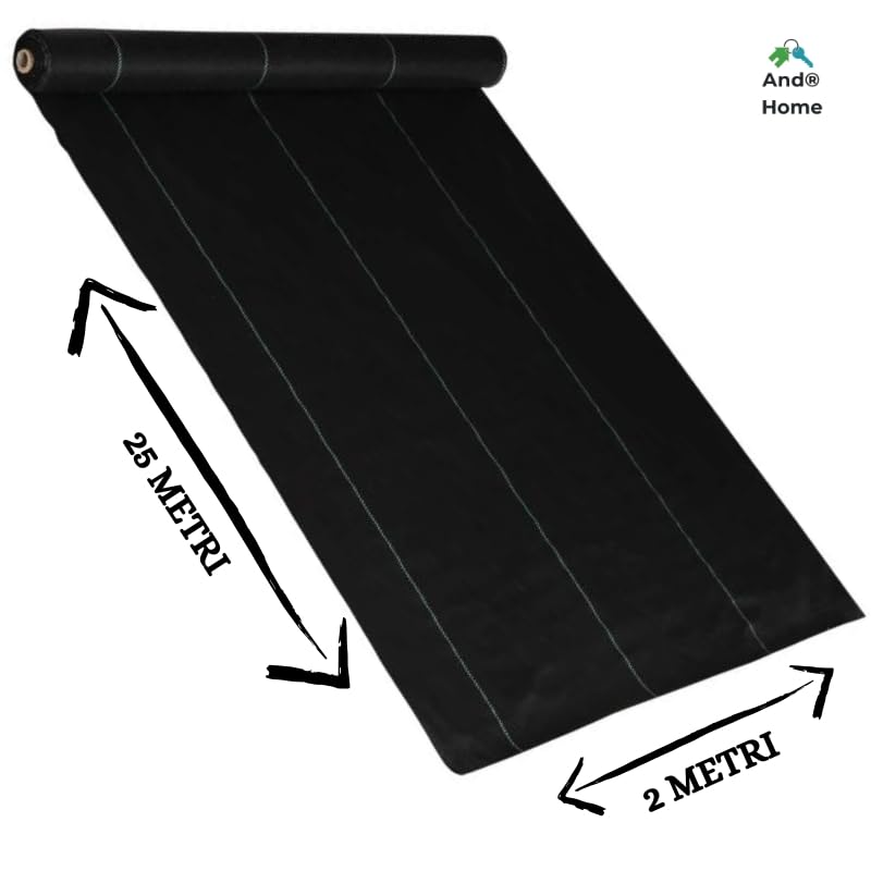 Telo Pacciamatura in Rotolo 2x25m - Anti Erbacce – Traspirante, Permeabile, Calpestabile e Drenante – Ideale per Orto, Giardino, Aiuole, Serre – Telo Pacciamatura Biodegradabile