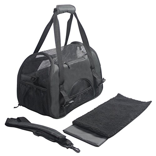 Pettom Sac de Transport d'animaux petit Sac à Main de Transport Respirable avec Coussin Démontable en Oxford Lavable et Pliable pour Chien Chat Lapin - Noir Pettom Sac de Transport d'animaux petit Sac à Main de Transport Respirable avec Coussin Démontable en Oxford Lavable et Pliable pour Chien Chat Lapin - Noir