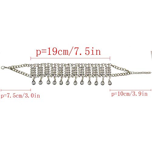 Joygulls Sexy Shining Crystal Full Rhinestone Choker Necklace Water Drop Pendant Necklace Statement Necklaces Wide Collar Necklaces For Lady Party Jewelry  thumb #3