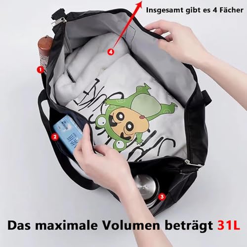WENRENMK Handgepäck Tasche 45x35x20cm - Ryanair Handgepäck, Faltbare Reisetasche - 31L-Handgepäck Tasche für Flugzeug für Lange Reisen, Fitnessstudio, Camping