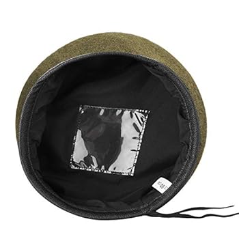 AYPOW Wool Beret Cap For Men Women Military Style With Leather Trim - Adjustable, One Size