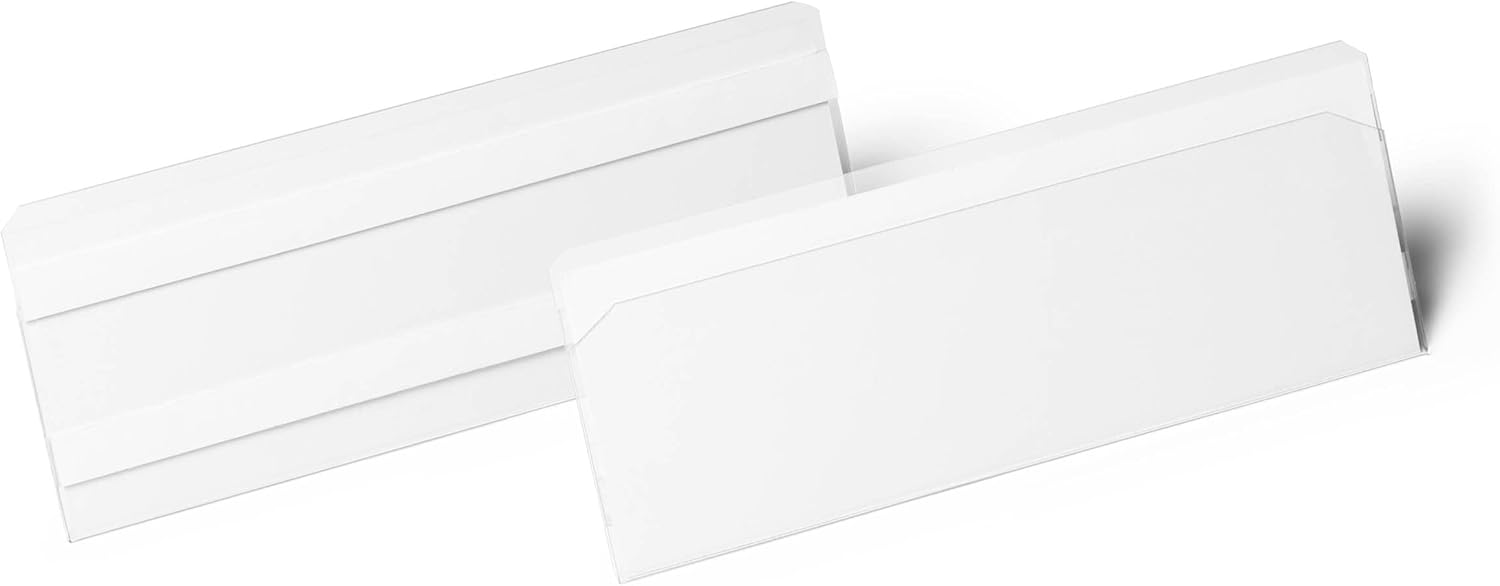 Durable Hard Cover Ticket Holder - Self-Handing Pocket - A4 Landscape - Pack of 10 - Transparent - Perfect for Labelling Shelves and Racking