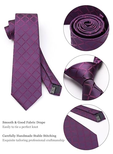 Image of Striped Plaid Polka Dot Mens Tie Formal Necktie Pocket Squares Ties Clips Cufflinks Classic for Men Set
