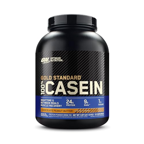 Image of Optimum Nutrition Gold Standard Casein Protein Powder, Peanut Butter, 4 LB | 24g of 100% Micellar Casein Protein Per Serving, Slow Digesting, Helps Keep You Full, Overnight Muscle Recovery, Easy Mixing