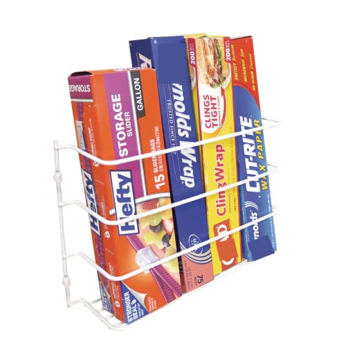 Evelots Plastic And Foil Wrap Organizer On Cabinet Door Or Pantry Wall Rack - Sandwich, Freezer, Food Bag Storage Organizer - Bathroom Laundry Supplies, Kitchen Organization And Storage #TOP3