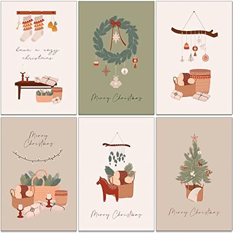 Bear and Bee 36 x Stylishly Simple Eco Friendly Traditional Christmas Cards made from Recycled Paper, Mixed Cover