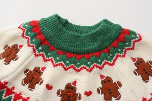 Girls Christmas Sweater Pullover Xmas Gingerbread Fair Isle Warm Winter Knit Top3