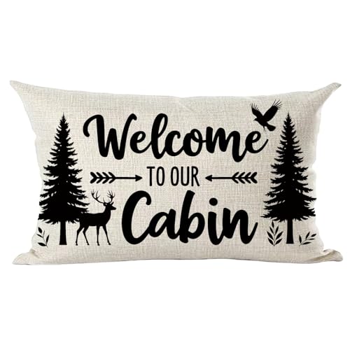 Ramirar Black Word Art Welcome to Our Cabin Arrow Forest