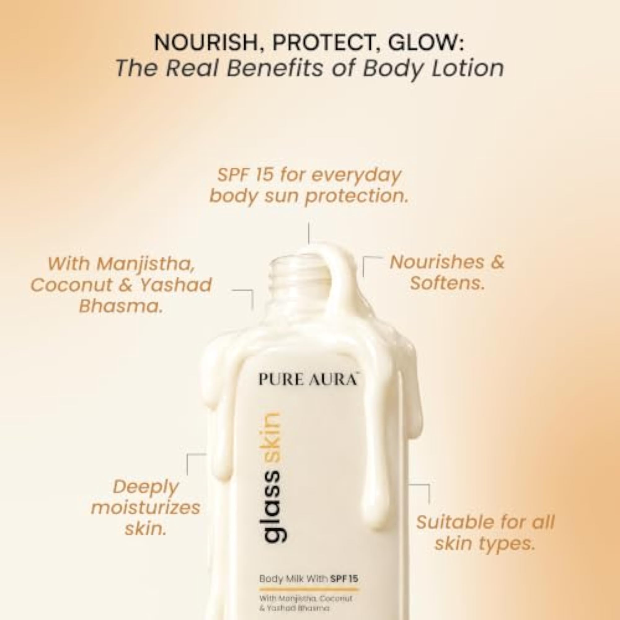 Glass Skin Body Milk Lotion, 3-in-1 Hydration & Nourishment