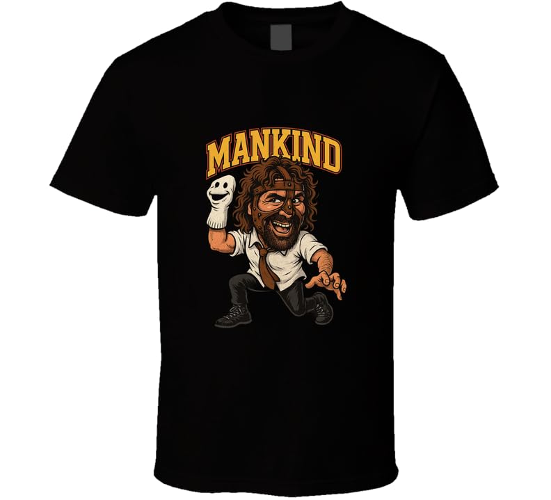 Mankind Mick Foley Retro Wrestling Legend Caricature T Shirt