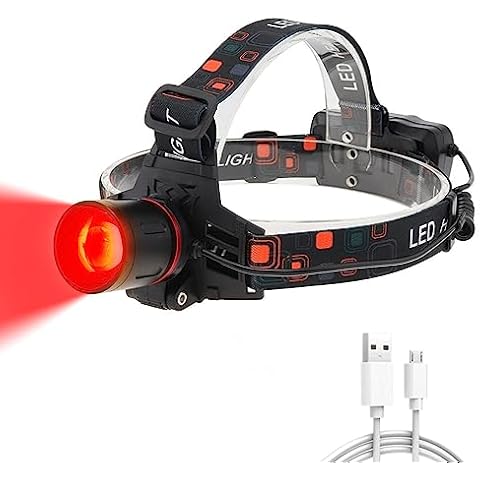 WINDFIRE Red Light Headlamp, Rechargeable Red Hunting Light Headlight with 3 Lighting Modes, Zoomable, IPX4 Water Resistance Red Coyote Predator Light for Astronomy, Stargazing, Night Observation Cover