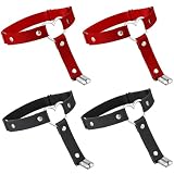 Sotbnna Lot de 4 Porte Jarretelles de Cuisse Rouge et Noir, Jarretières Punk Gothique en Cuir PU avec Anneau Cœur, Sangles Réglables, Accessoire de Mode pour Tenue Quotidienne, Cosplay et Festival