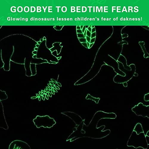 Image of Glow in The Dark Blanket Gifts for Toddler Kids Teen Girls| 80 x 70 inch / 200cm x 180cm |Bedroom Decor, Lightweight Throw Blankets|Soft Cozy Fluffy Luminous Throw Blanket - Grey Dino