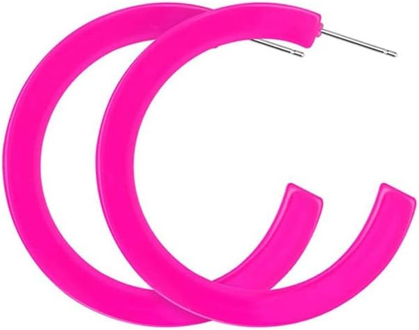 5 Pairs 80s Neon Earrings Hoop Earrings Pendant Retro Acrylic Drop Dangle Earrings Cosplay Party Costume Accessory for Women 80's Party - Image 3