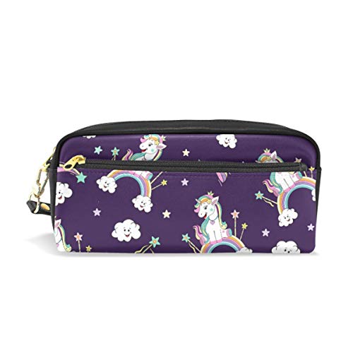 Preisvergleich Produktbild Kosmetische Schminktasche Stift Schreibwaren Tasche Tasche Geldbörse Reißverschluss für Student Boy Girl Lustige Wolken Einhorn Große Bleistiftkiste
