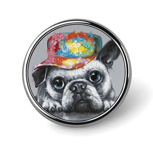 バッジ 円形 徽章 油絵 油彩 パグ フレンチブルドッグ 犬柄 缶バッジ 胸章 ピンバッチ ボタンブローチ 25mm おしゃれ ネクタイピン コレクション バッグ飾 帽子 胸飾り かばん掛け 工芸品 取付簡単 男女兼用 プレゼント