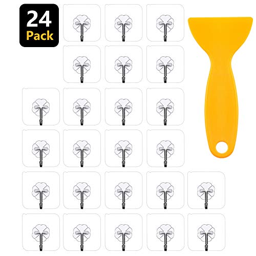 24 piezas Ganchos Adhesivos Ganchos de pared de alta resistencia 15 libras (máx.) Ganchos autoadhesivos para colgar en la pared para toallas para baños Sujeción fuerte para cocina Ropa de baño Oficina