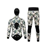 Elprico Muta da Sub da Uomo da 3 Mm, Muta da Sub in Due Pezzi con Cappuccio con Imbottitura Sul Petto e Pantaloni Lunghi per Pesca Subacquea, Surf, Apnea (XL)