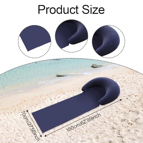 Colchoneta de Playa Inflable Plegable con Almohadilla Reclinable Compacta y Resistente al Desgarro de PVC para Playa y Camping miniatura 2