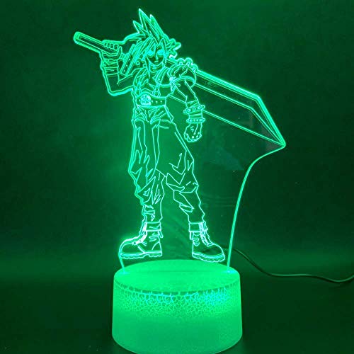 Neuheit Licht Final Fantasy Cloud Strife Figur Wohnkultur Farbwechsel Geburtstagsgeschenk für Kinder Schlafzimmer 3D Led Nachtlicht Lampe Cover
