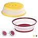 Produktbild Fiyuer 2 pcs Faltbare Mikrowellenabdeckhaube mit sieb Easy Grip Mikrowelle Platte Abdeckung Dauerhaft Geeignet abdeckhaube mikrowelle für Obst und Gemüse BAP-frei und ungiftig (Rot/Gelb)