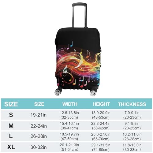 Rainbow Musical Note Melody Printed Luggage Cover Protector, Fits 18-32 Inch Luggage2