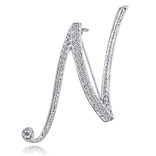 Image of Letter Brooch A-Z 26 Personalized Design Initial Letters Pins Clear Crystal Rhinestone Brooch pin