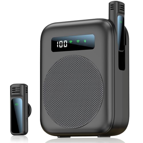 Amplificateur de Voix sans Fil, Portable amplificateur de Voix, Mini amplificateur Vocal avec 2 Microphones à Revers pour Enseignants, Salle de Classe,...