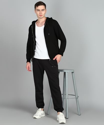Image of Alan Jones Clothing Men's Regular Fit Mid Rise Fleece Jogger Regular Pants For Winterwear