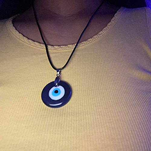 unknows Evil Eye Pendant Necklace Resin Leather Rope Chain Turkish Protect Lucky Necklace for Women Men Gifts blue eye necklace silver