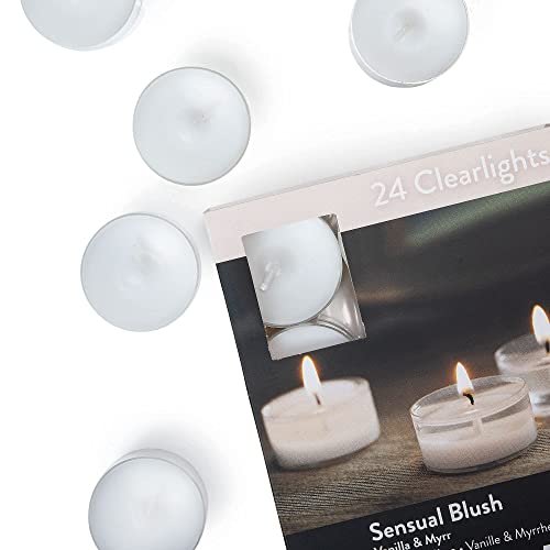 Spaas Scented Tea Lights Candles In Clear Cups - Vanilla & Myrrh Fragrance | Premium Long Burning Scented Tealight Candles For Spa, Romantic Décor, Meditation, Dinner, And Home Décor | Pack Of 24 #TOP3