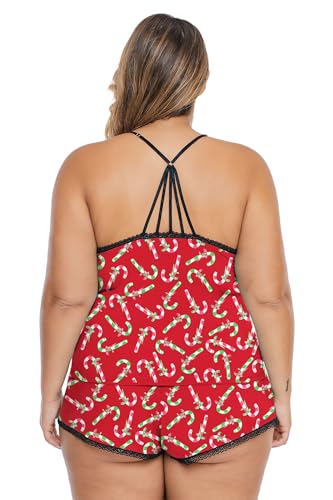 Image of Women Plus Size Pajamas Cami Shorts Set Nightwear Sexy Lace Lingerie Sleepwear