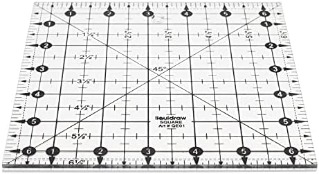 Liquidraw Square Quilting Ruler, Clear Acrylic Quilting Square Template, Imperial 6.5" x 6.5"