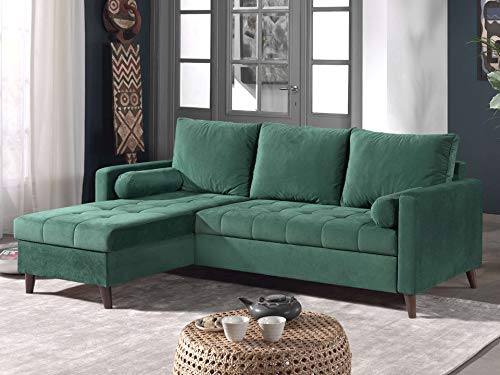 Bestmobilier - Polar - Canapé d'angle réversible Convertible - en Velours au Design scandinave - 4 Places