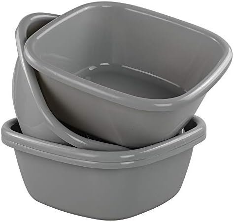 Annkky 4-pack 13'' Plastic Washing up Bowl Basin, Small Square Kitchen Basin Wash Bowl