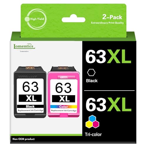 63XL Ink Cartridges Black and Color Compatible 63XL 63 Ink Cartridges Combo Pack Replacement for HP 63XL Ink Cartridge for Envy 4520 4512 OfficeJet 3830 5258 DeskJet 1112 Printer (2 Pack) -  Birihter