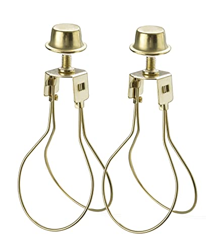 Image of Aspen Creative 20027A, Light Bulb Clip-On Adapter with shade attaching finial in Polished Brass Finish, 2 Pack