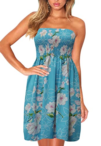 Image of Zyyfly Womens Summer Beach Dresses Strapless Cover Ups Dress Tube Top Sundresses