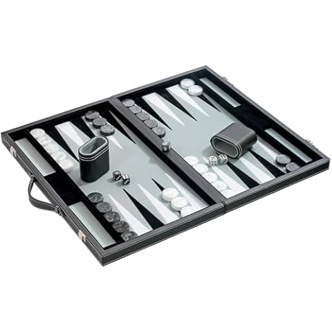 Philos Medium Backgammon Set in Grey Cover