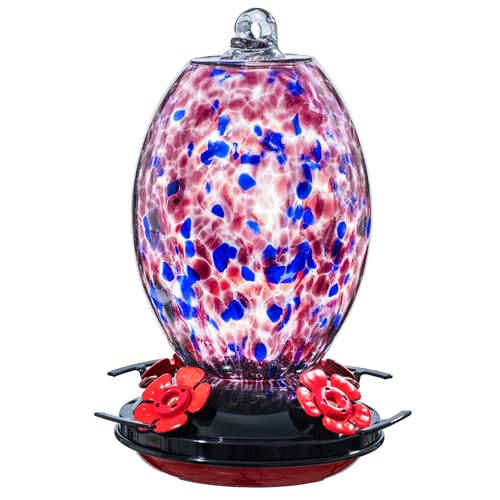 Muse Garden 27oz Blown Glass Hummingbird Feeder