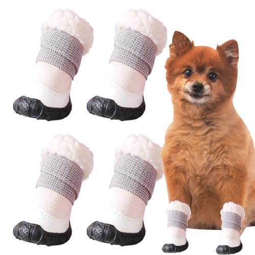 Protectores de patas para perro, 4 x 3 x 8 cm, resistentes al agua, para clima frío, zapatos de protección para patas de perro, antideslizantes, para invierno, botas impermeables para nieve, playa,