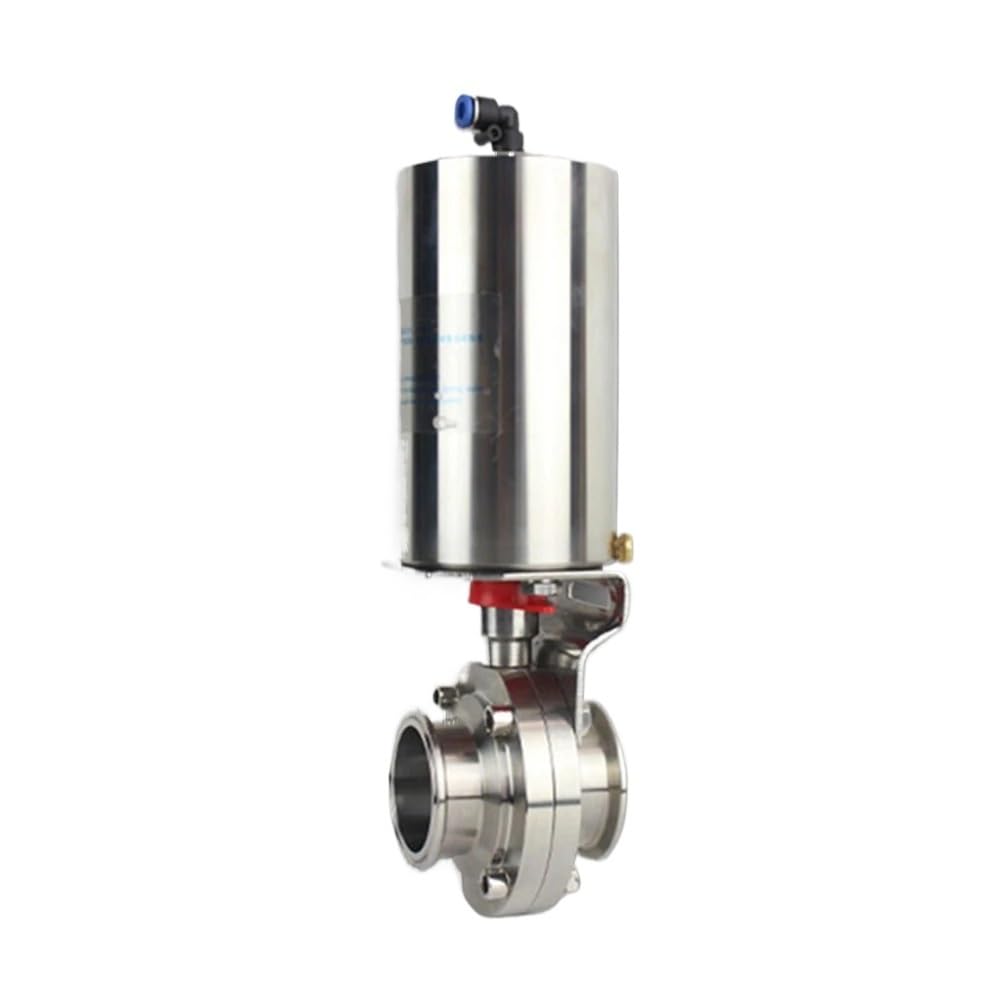 3" Pneumatic Butterfly Valve Stainless Steel 316 Tri Clamp 91mm Actuator Single Acting