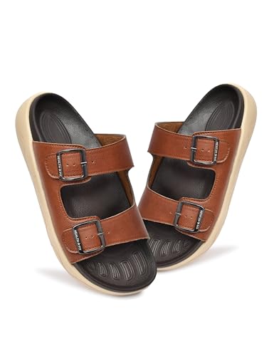Image of HEALTH FIT Extra Soft Premium Classic Cushion Sliders /with Adjustable Buckle Strap & Light Weight Anti-SkidWaterproof Luxurious Slippers for Men's HF120