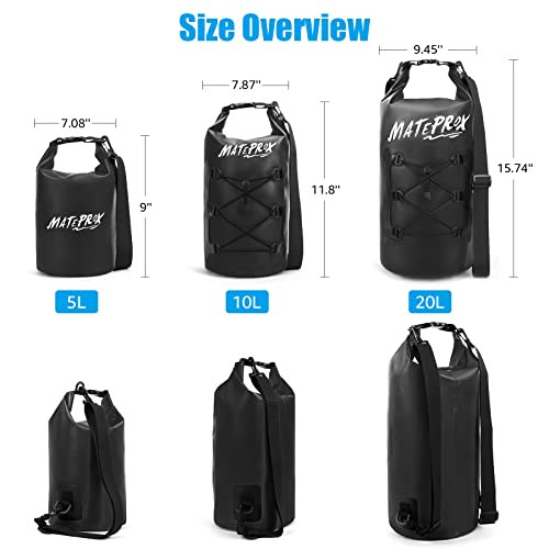 MATEPROX Waterproof Dry Bag 5L/10L/20L Floating Roll Top Beach Dry Sack Waterproof Boat Dry Bags for Kayaking Hiking Rafting and Camping with Waterproof Phone Pouch-20L Black - Image 3