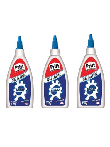 Kit 3 Cola - Tenaz Branca 110g Lavável Escolar Pritt