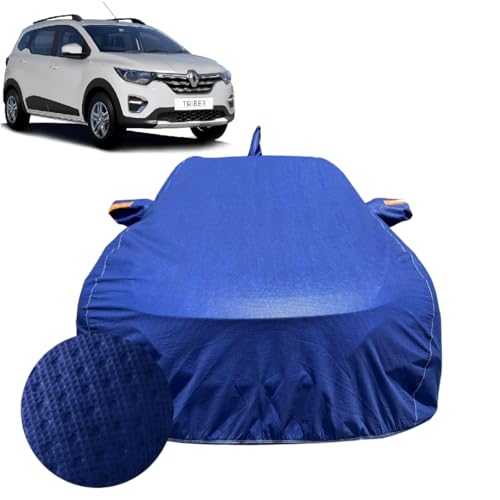 Image of Car Cover for Renault Triber (2019-2026) | 100% Waterproof Cover with Antenna & Reflective Mirror Pockets | Dustproof, Scratchproof, Heatproof Triber Car Cover |Soft Cotton Lining| Blue