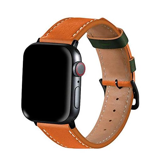 Mostop Kohud läder klockremmar, universellt utbyte klockarmband armband 22 mm för Apple Watch 38/40 mm för snabbfrigörande klockarmband, colore: Orange