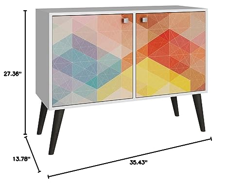 Manhattan Comforts Avesta Double Side Table. 2.0, White And Stamp #TOP2