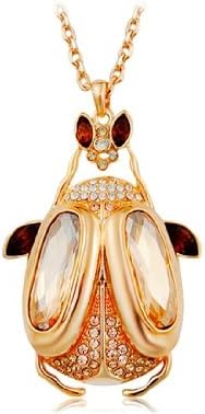 PHAL NEOGLORY Crystal Decorated Scarab Beetle Pendant Alloy Necklace M.